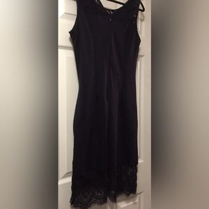 Pretty Sleeveless Lace-Trimmed Navy Blue Dress Summer Wedding Bridesmaids